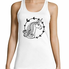 Musculosa Deportiva Unicorn Cabeza Melena Dibujo Vector - comprar online