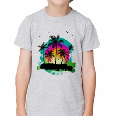 Remera Palmeras Color Watercolor Playa Tropical