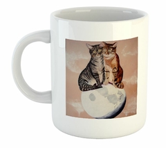 Taza Gatos Sobre La Luna Pintura