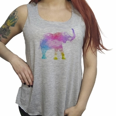 Musculosa Elefante Silueta Colores Acuarela