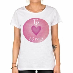 Remera Tu Corazon Es Mio Rosado Frase - tienda online