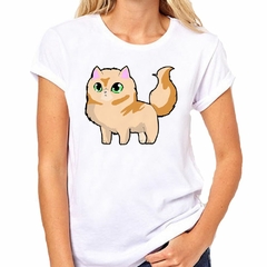 Remera Gato Naranja Ilustracion Art - tienda online