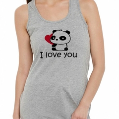 Musculosa Deportiva I Love You Oso Panda Amor Corazon - comprar online