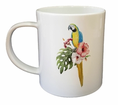 Taza Ave Guacamayo Watercolor Art Flor Tropical en internet