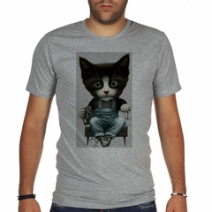 Remera Gato Sentado Music Art Caricatura