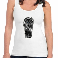 Musculosa Deportiva Lobo Luna Animal Salvaje Pino