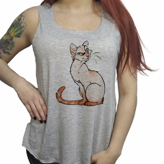 Musculosa Gato Naranja Dibujo