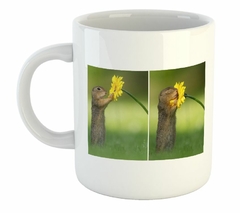 Taza Ardilla Flor Amarilla 2 Poses