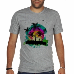 Remera Palmeras Color Watercolor Playa Tropical - tienda online