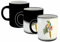 Taza Ave Guacamayo Watercolor Art Flor Tropical - TiendaCubik