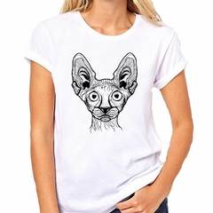 Remera Gato Sphynx Cara Vector