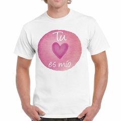 Imagen de Remera Tu Corazon Es Mio Rosado Frase