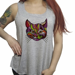 Musculosa Gato Cara Vector Pop Art