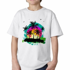 Imagen de Remera Palmeras Color Watercolor Playa Tropical