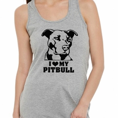 Musculosa Deportiva Pitbull Love Cara Vector