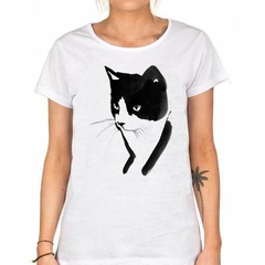 Remera Gato Negro Y Blanco Painting - TiendaCubik