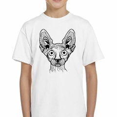 Remera Gato Sphynx Cara Vector - tienda online