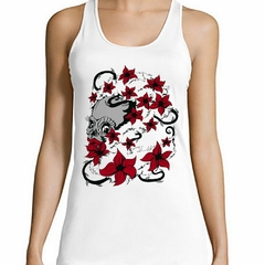 Musculosa Deportiva Calavera Rodeada De Flores Artwork - comprar online