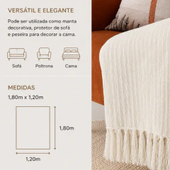 Manta Decorativa para Sofá 100% Algodão Tear - Cor : CRU na internet