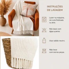 Manta Decorativa para Sofá 100% Algodão Tear - Cor : CRU - comprar online