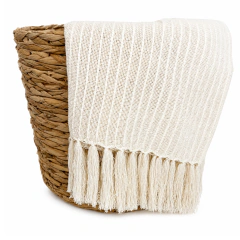 Manta Decorativa para Sofá 100% Algodão Tear - Cor : CRU - Morada Home & Decor