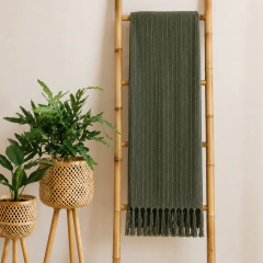 Manta Decorativa para Sofá 100% Algodão Tear - Cor : Verde