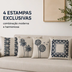 Kit 4 Capas De Almofada Linho Azul - Morada Home & Decor