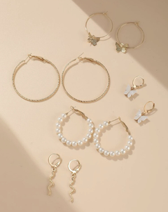 Set || 5 pares Aros cobra, perlas y mas - comprar online