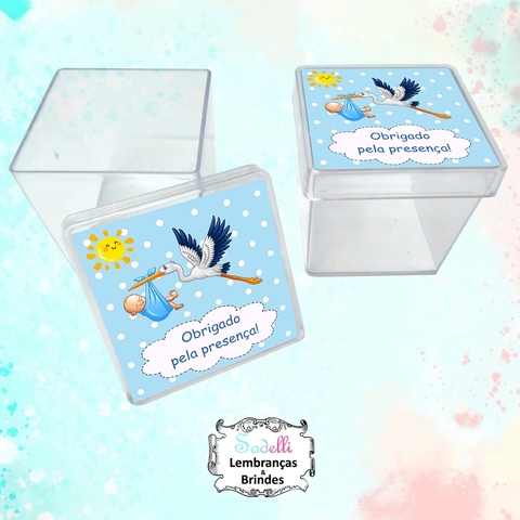 10 Lembrancinhas Cegonha - Caixinhas Acrílicas Personalizadas