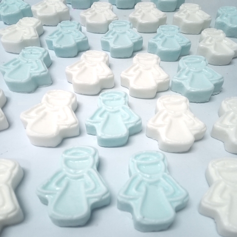 25 Mini Sabonetes Anjinhos Para Lembrancinhas - Chá Revelação