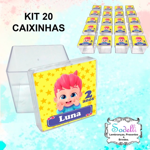 20 Lembrancinhas Bebê Finn - Caixinhas Acrílicas Personalizadas