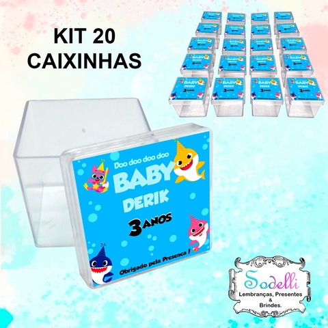 20 Lembrancinhas Baby Shark - Caixinhas Acrílicas Personalizadas