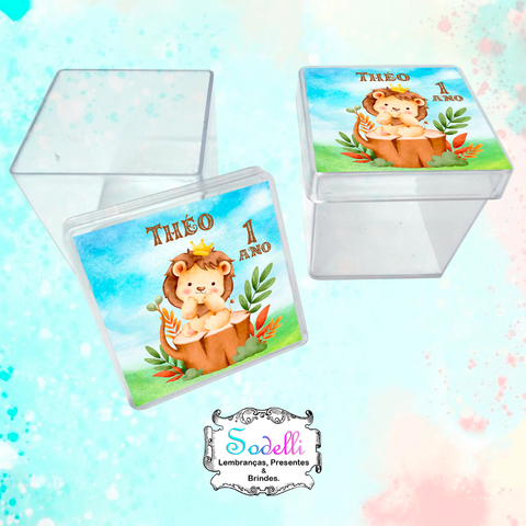10 Lembrancinhas Leão Baby - Caixinhas Acrílicas Personalizadas