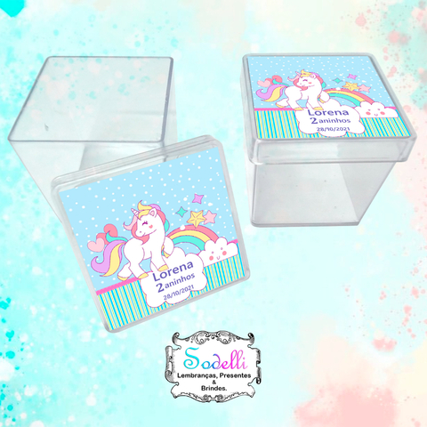 10 Lembrancinhas Unicórnio - Caixinhas Acrílicas Personalizadas