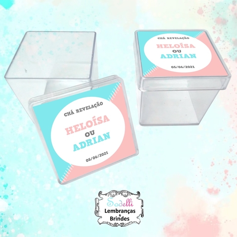 10 Lembrancinhas Chá Revelação - Caixinhas Acrílicas Personalizadas