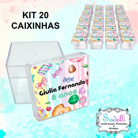 20 Lembrancinhas Candy Colors - Caixinhas Acrílicas Personalizadas
