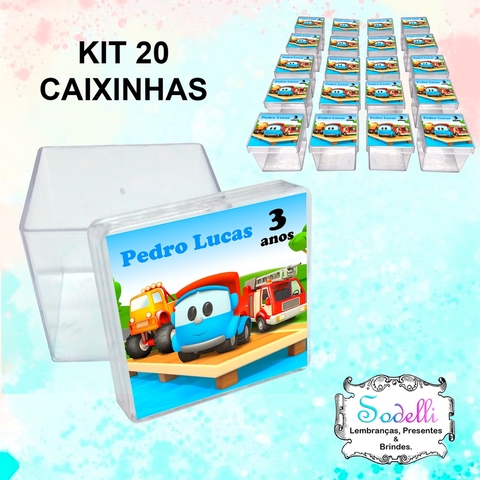 20 Lembrancinhas Leo o Caminhão - Caixinhas Acrílicas Personalizadas