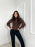 Blusa Tricot Marrom Trabalhada Modal