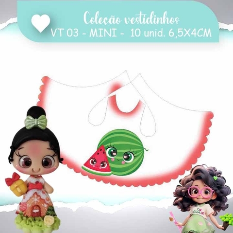 MELANCIA - 10 UNID - MINI 6,5X4CM - VESTIDINHOS - VT03