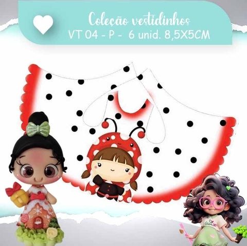JOANINHA - 6 UNID - P 8,5X5,5CM - VESTIDINHOS - VT04