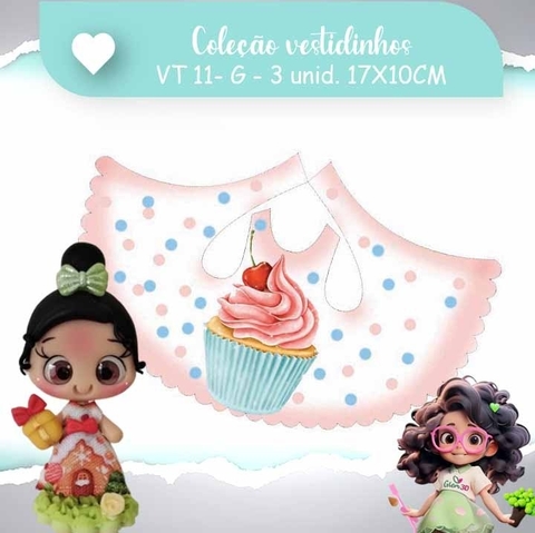 CUPCAKE - 3 UNID - G 17X10CM - VESTIDINHOS - VT11