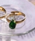 Anel Ajustável Gota Zircônia (Cor:verde) Banhado em Ouro