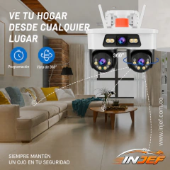 CÁMARA DE SEGURIDAD IP WIFI 9MP TRIPLE LENTE PTZ – VIGILANCIA 360° CON VISIÓN NOCTURNA A COLOR - comprar en línea