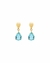 Brinco Pedra Topázio Azul Gota Ouro 18k