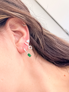 Argola de Prata Click Verde - Mila Pratas Store