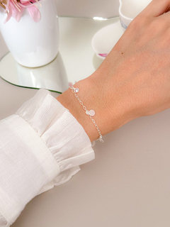 Pulseira de Prata Medalhinhas com Zircônia
