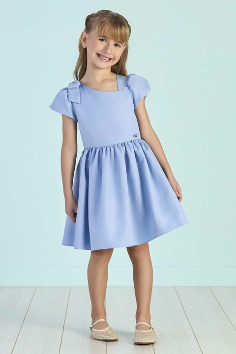 Vestido Infantil Mon Sucré Godê e Laço no ombro