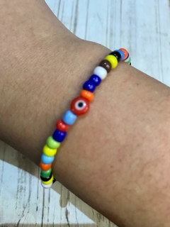 Pulsera multicolor ojo turco rojo