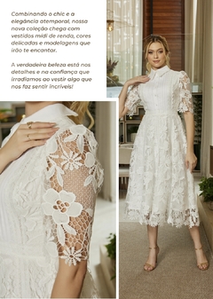 3897 VESTIDO MIDI RENDA E TRICOLINE - loja online