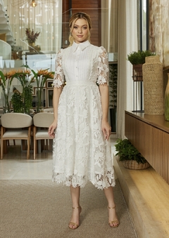 3897 VESTIDO MIDI RENDA E TRICOLINE - comprar online